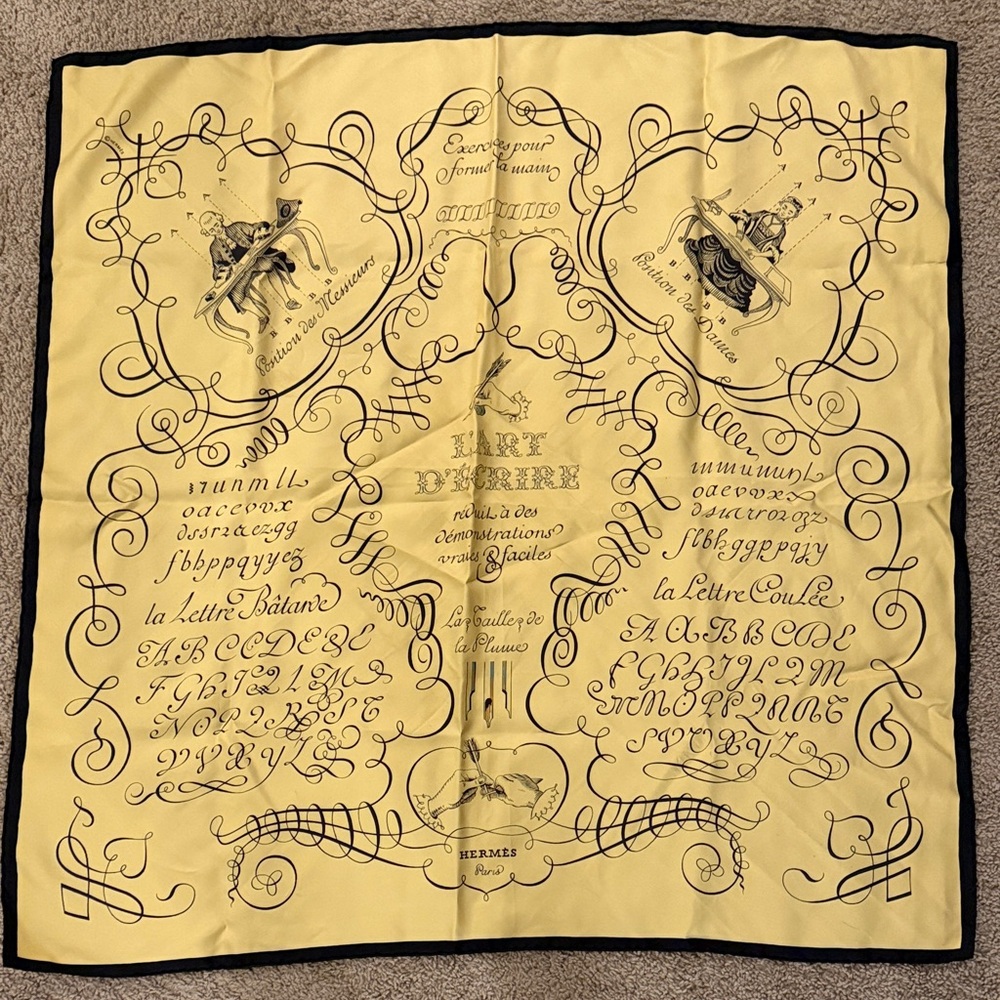 Hermès Artistic Yellow and Black Scarf - Picture 2 of 4